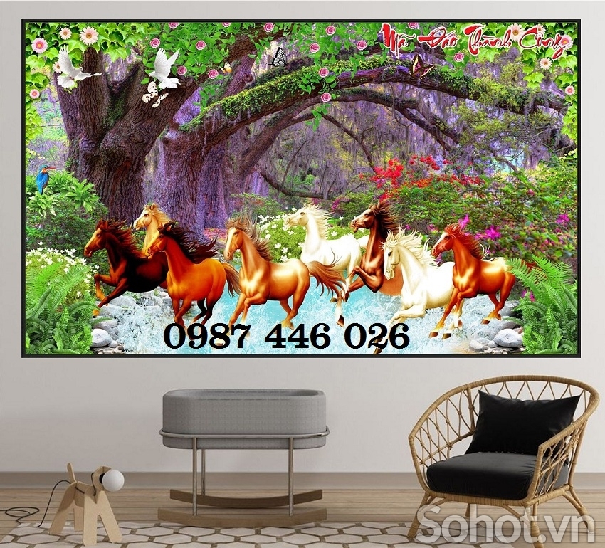 Tranh gạch men bát mã HP81882
