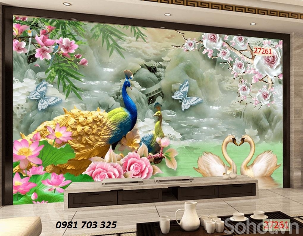 Tranh gạch sứ ngọc 3D - tranh phòng khách