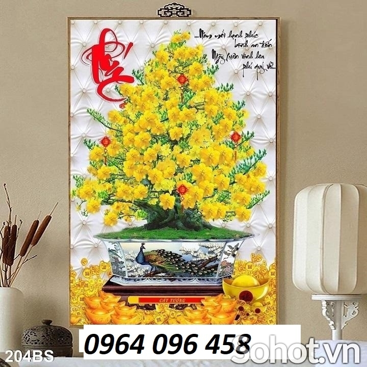 tranh gạch dán tường mẫu tranh cây mai - 56VB