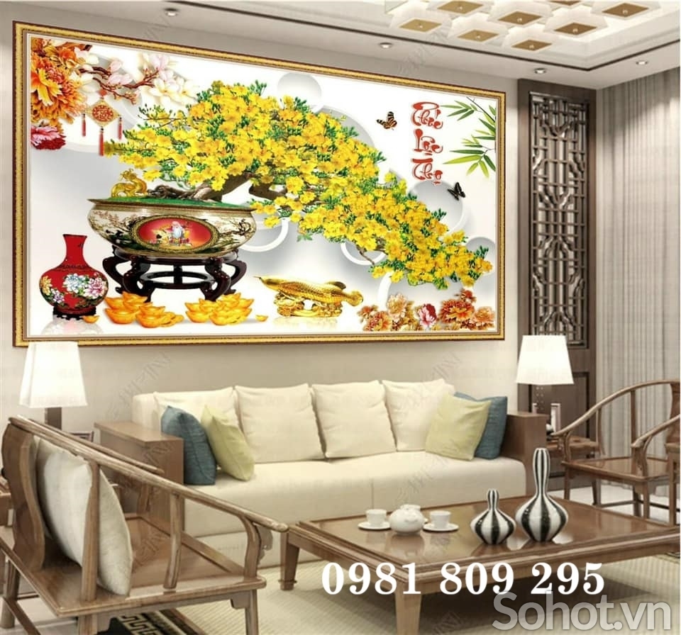 mẫu tranh gạch 3d , tranh hoa mai