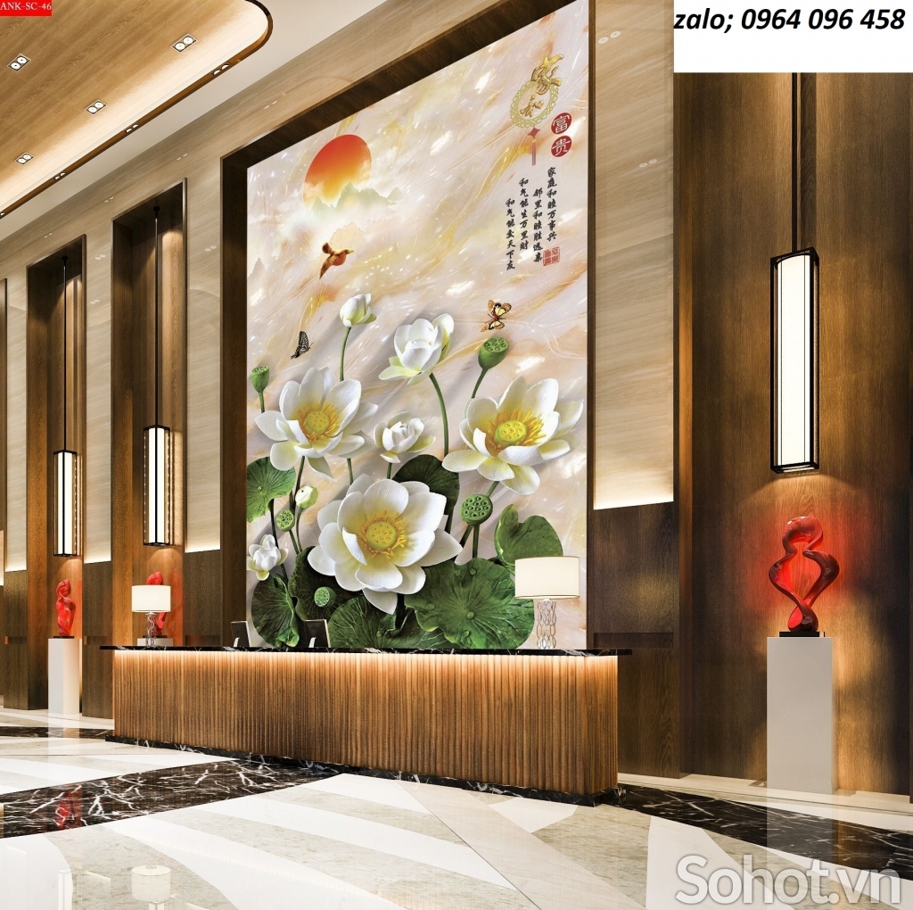 Gạch ốp tường 3d mẫu hoa sen - 654SP