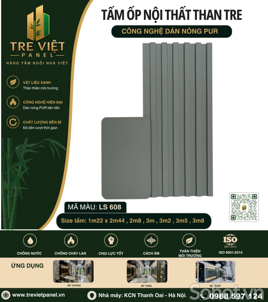 Tấm ốp tường lam sóng than tre