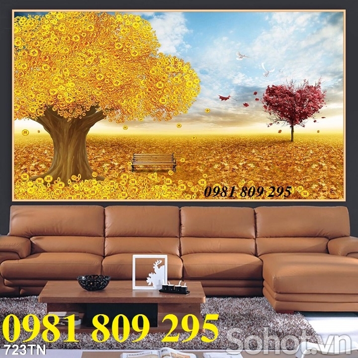 Tranh gạch men cây tiền - gạch tranh 3g AN0S