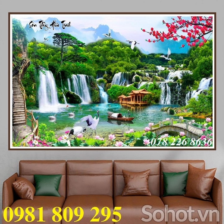 Tranh phong cảnh sơn thủy hữu tình-Tranh 3D phòng khách