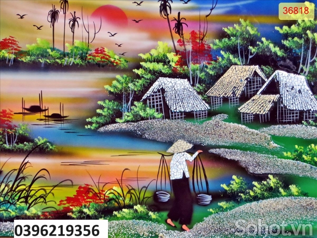 Tranh gạch đồng quê đẹp