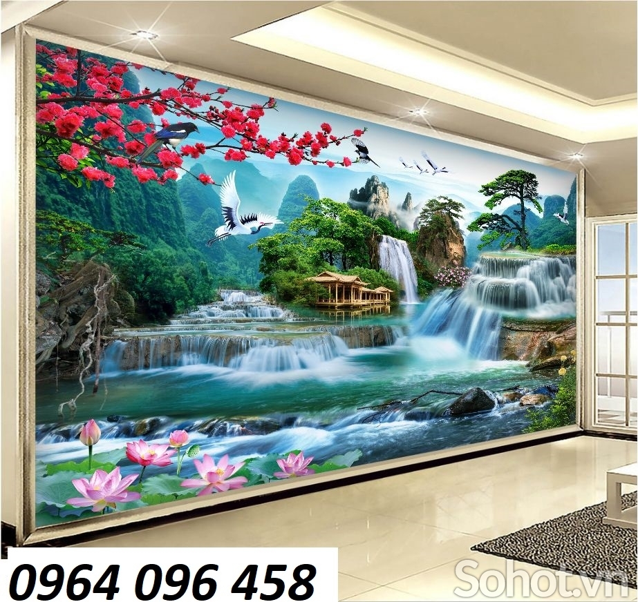 Tranh gạch ốp tường phong cảnh đồng quê 3d