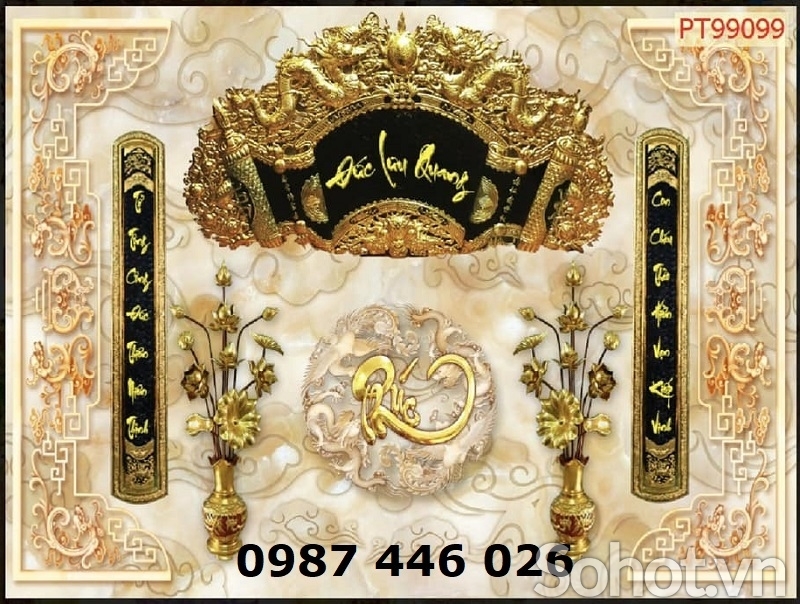 Gạch tranh ốp tường ban thờ HP68282