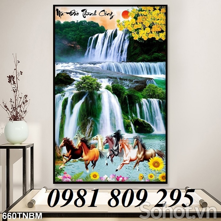 tranh gạch men 3d mã đáo thành công