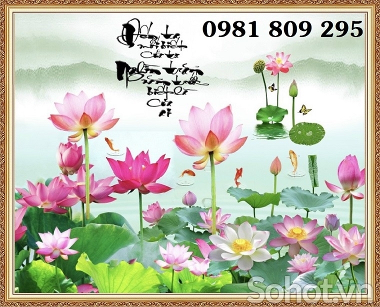 Tranh gạch men 3d hoa sen ốp tường Hp4322