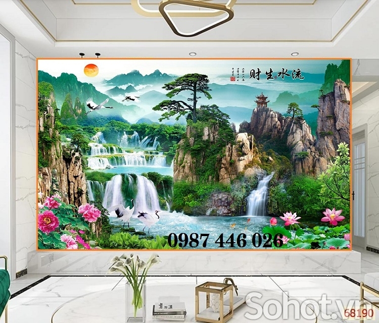 Tranh gạch men thác nước HP9283