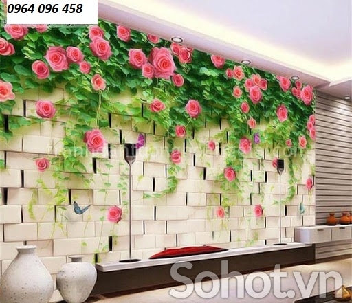 tranh hoa hồng - tranh gạch 3d ốp tường hoa hồng - HFD3