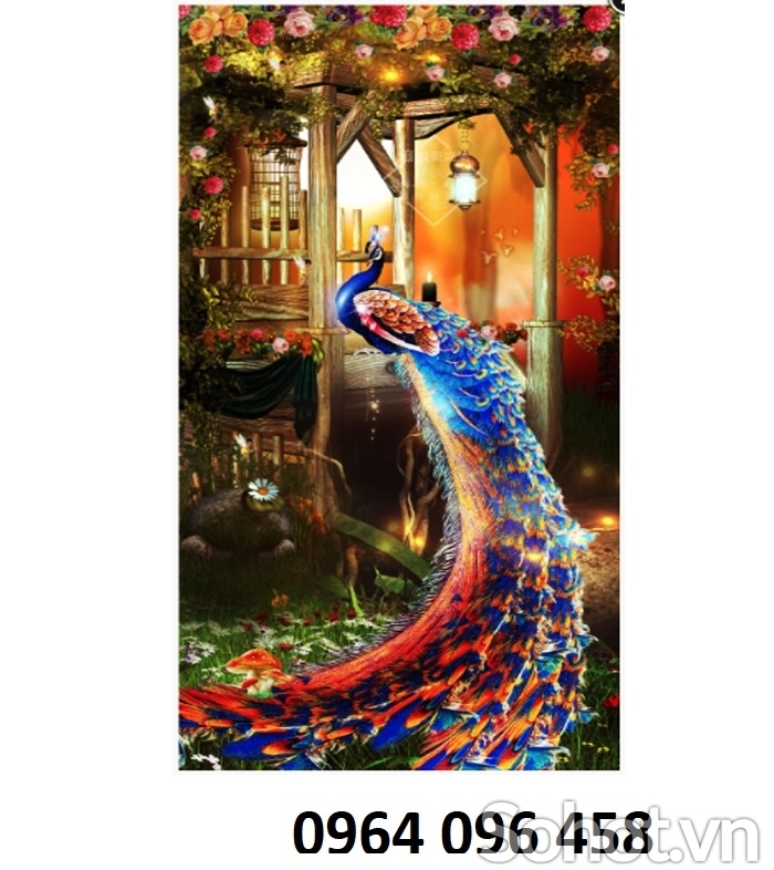 Tranh gạch 3d dán tường phòng khách - 77C