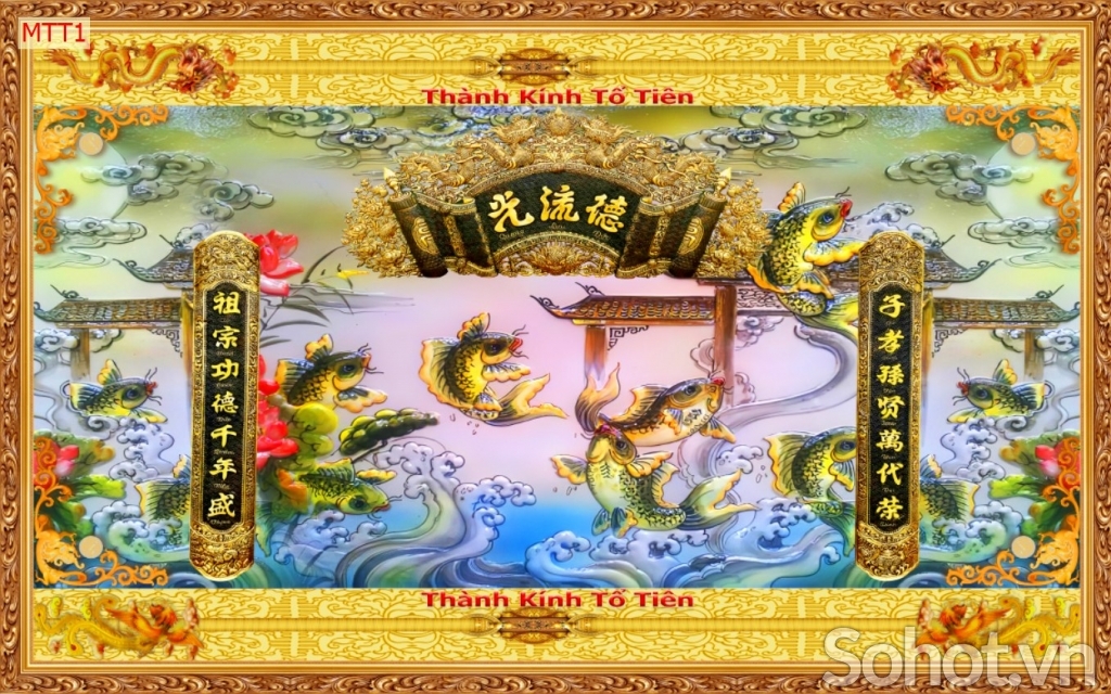 Phòng thờ gia tiên - gạch tranh 3D