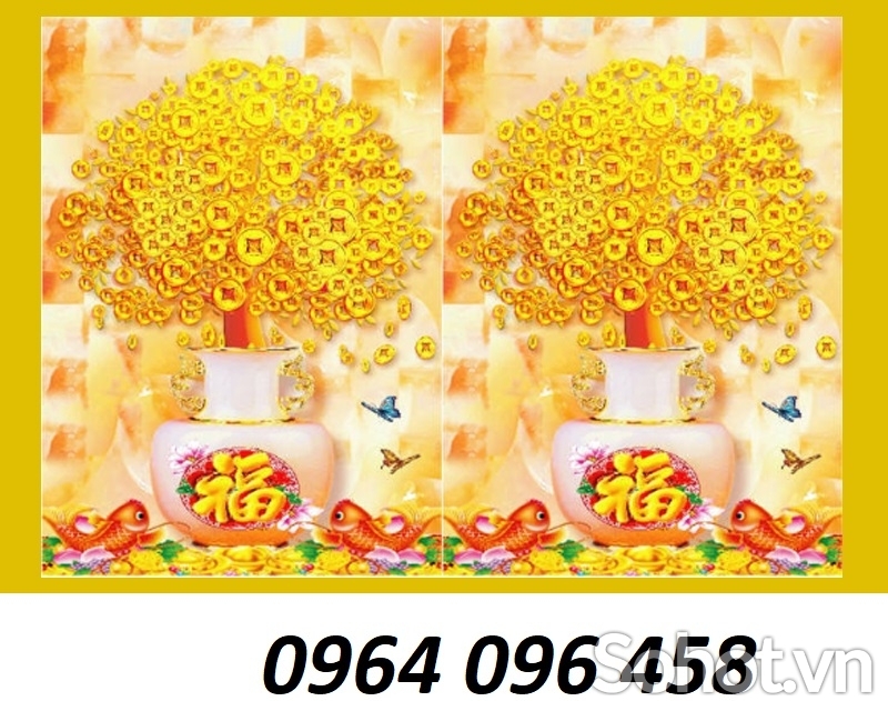 Tranh gạch cây tiền vàng 3d - HGD32