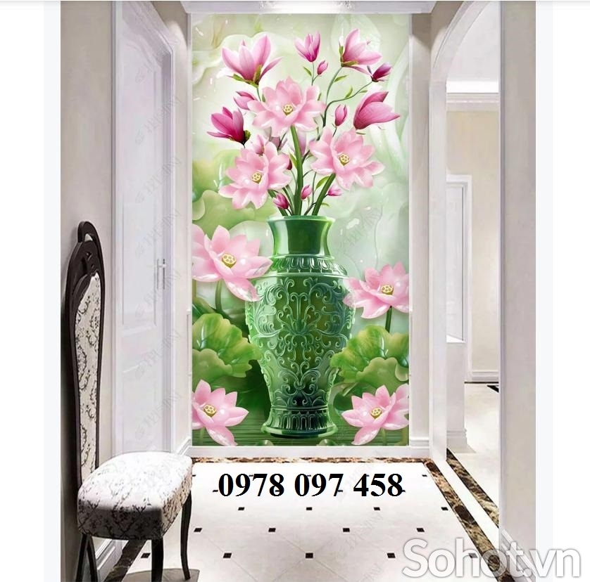 Gạch tranh bình hoa ốp tường