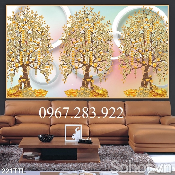 Gạch tranh- Tranh phong thuỷ cây kim tiền