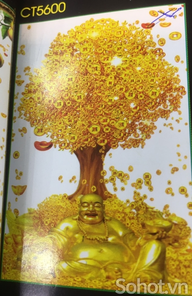 Tranh gạch 3d cây tiền vàng - jNVC433
