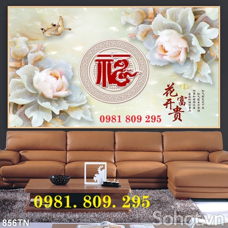 Tranh gạch men hoa mẫu đơn trang trí HN898