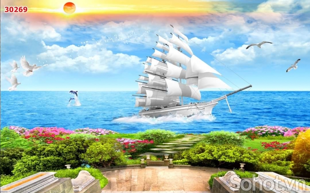 Tranh 3D - thuận buồm xuôi gió