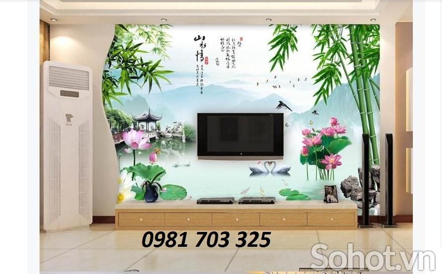 Gạch tranh 3D ốp tường phòng khách