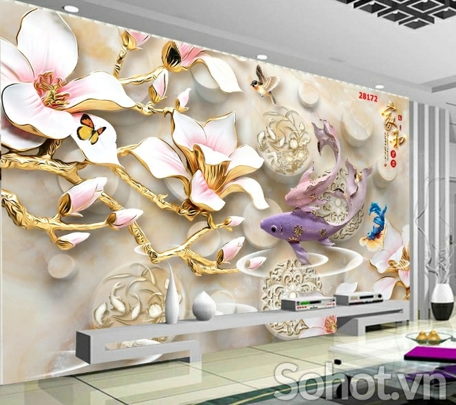 tranh hoa 3D ốp tường