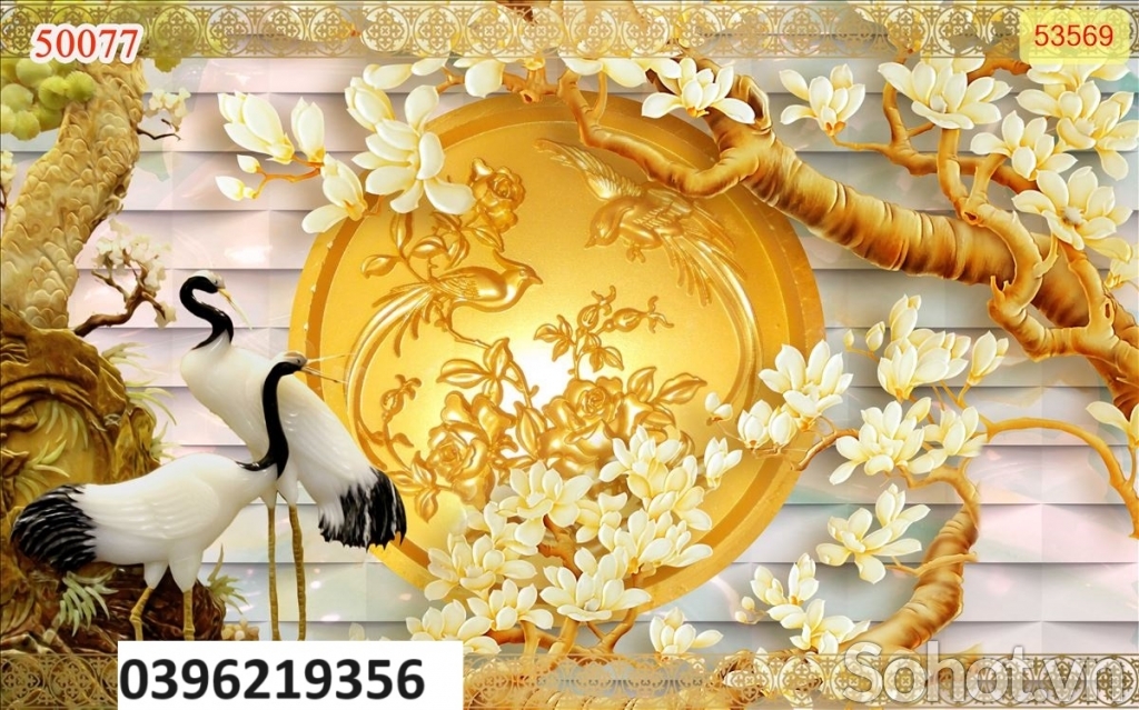 Tranh gạch hình chim hạc đẹp 3D