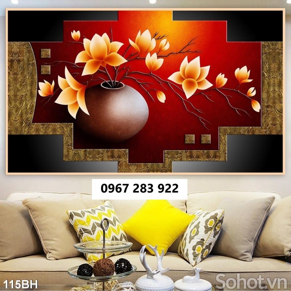 Tranh gạch đẹp 3d bình hoa