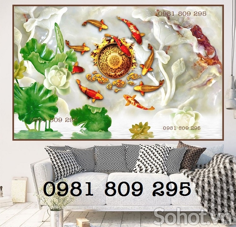Tranh gạch men 3d hoa sen sứ ngọc HP888