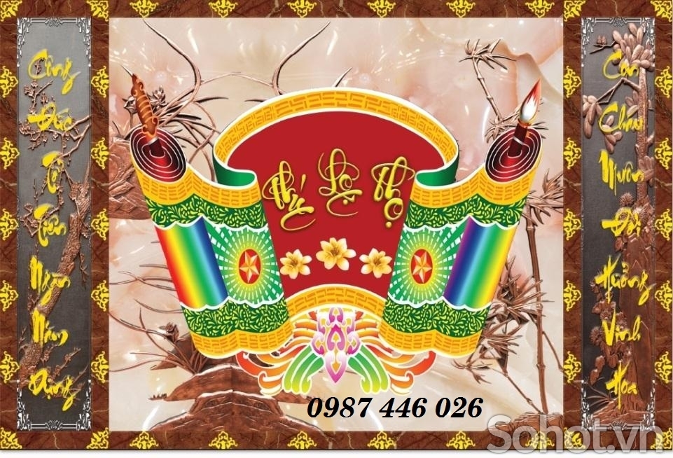 Tranh gạch men phòng thờ HP9224