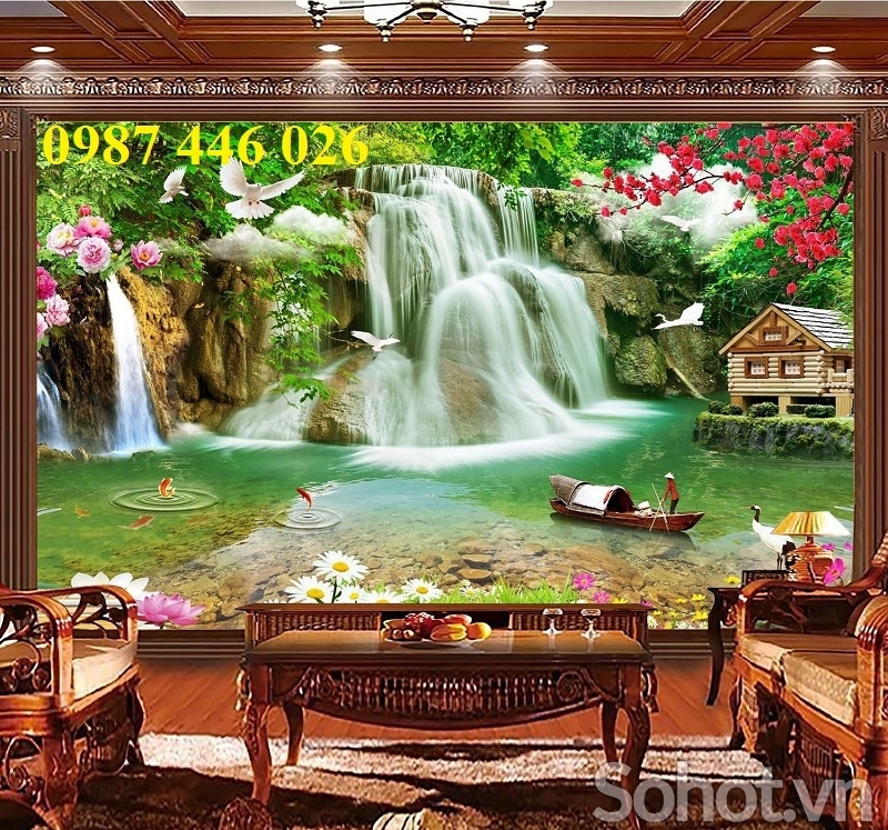 Gạch tranh tường phòng khách đẹp HP9283