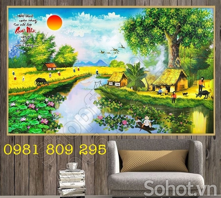 Tranh gạch men phong cảnh 3d đồng quê HP232