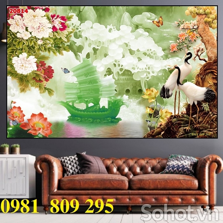 tranh gạch 3d chim hạc - gạch tranh ốp tường