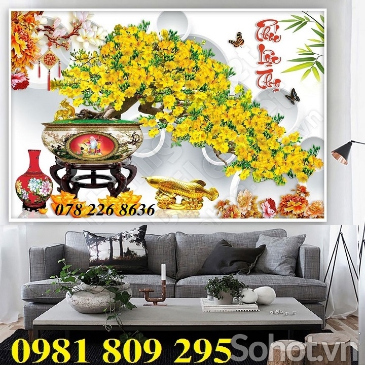 Tranh hoa mai 3d ốp tường - tranh gạch men