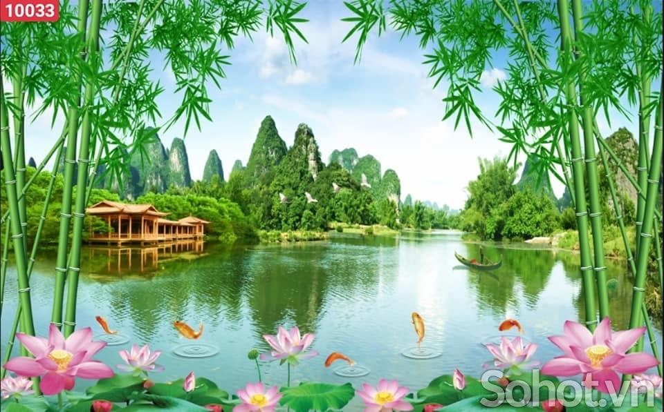 tranh sơn thủy - tranh phong cảnh - tranh gạch 3d - HNB44