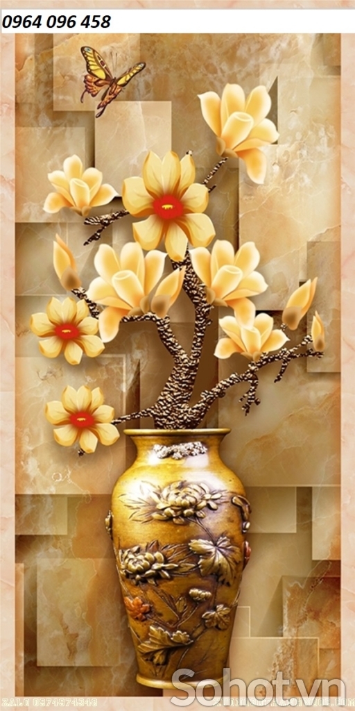 Tranh bình hoa - tranh gạch 3d bình hoa - NN55