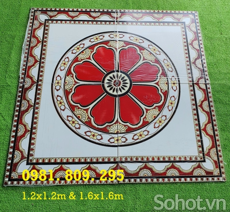 Thảm gạch hoa đỏ vuông lát sảnh HSG997