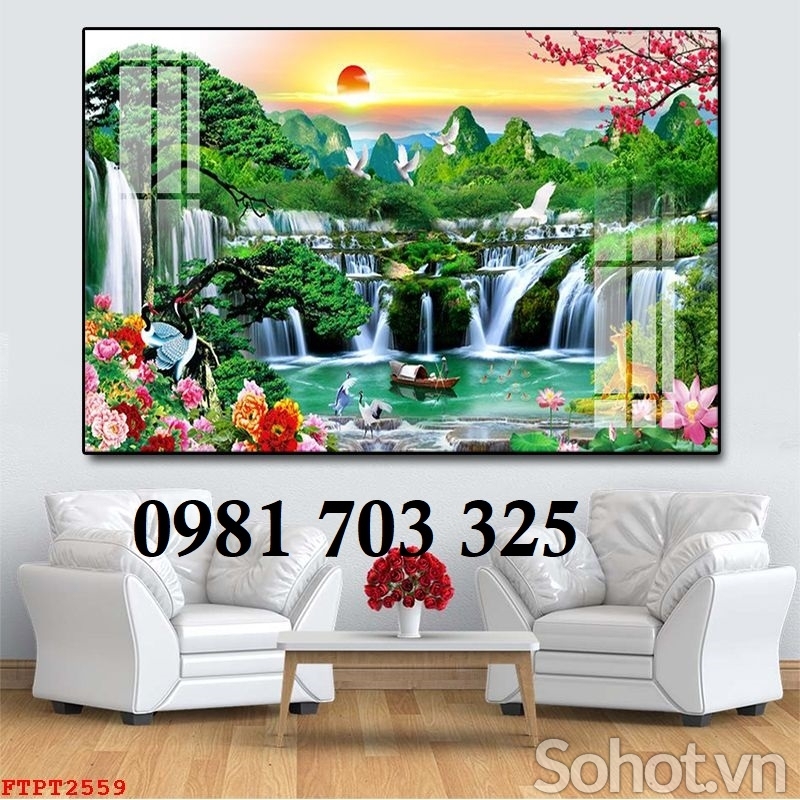Gạch tranh sơn thủy hữu tình đẹp