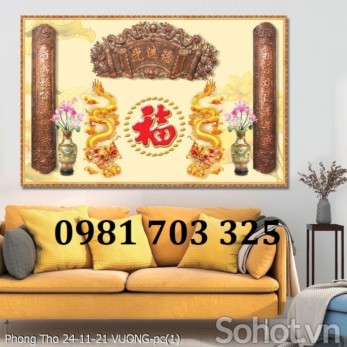 Tranh gạch 3D đẹp trang trí phòng thờ