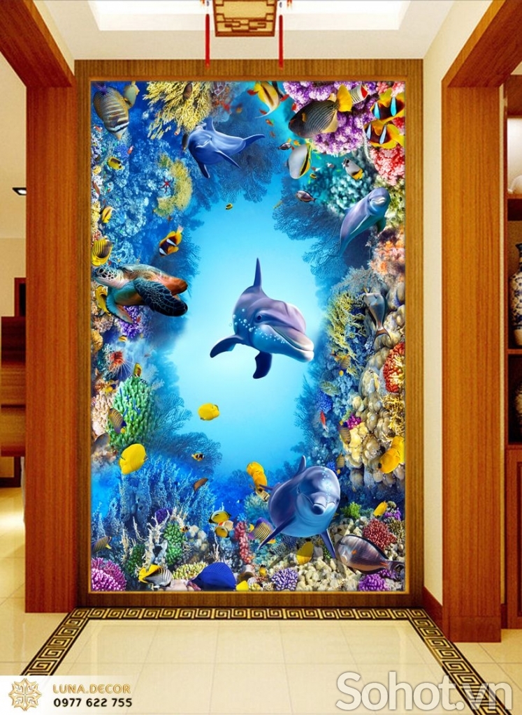 Tranh gạch cá heo 3d - GBNN95