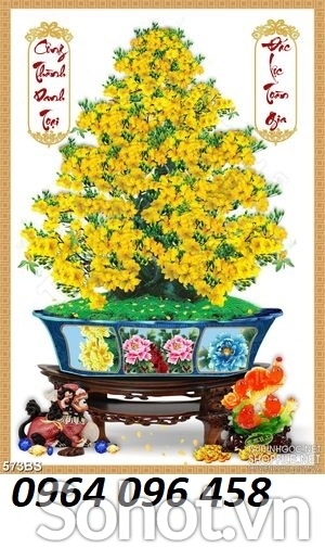 Tranh gạch 3d cây mai dán tường - NVM55