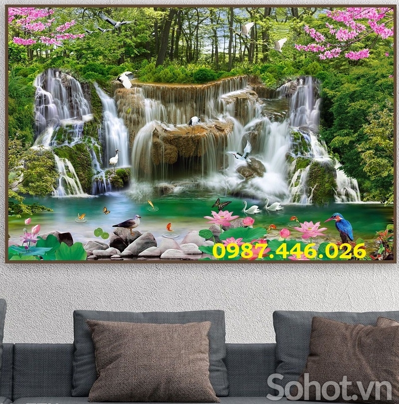 Tranh gạch men thác nước hữu tình HP8772