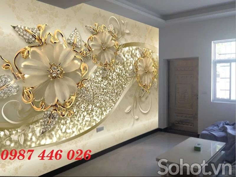 Gạch tranh hoa 3d ốp tường