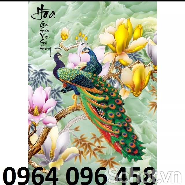 tranh chim công gạch tranh 3d - KL34