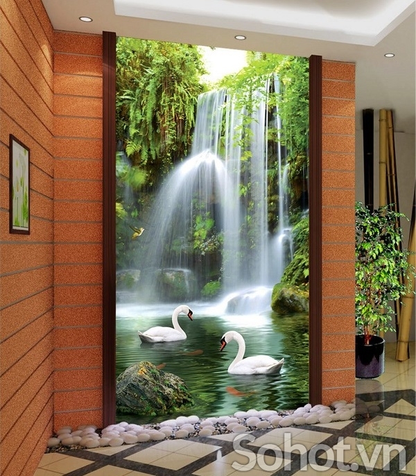 tranh 3d - tranh gạch 3d phong thủy phòng khách - MN83