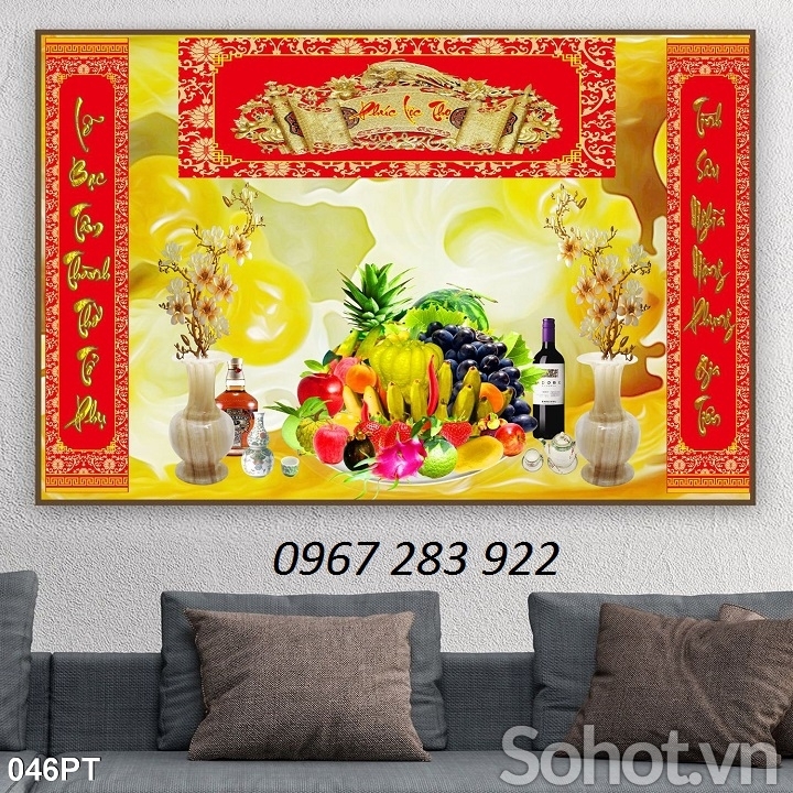 Tranh tường phòng thờ chất liệu gạch men