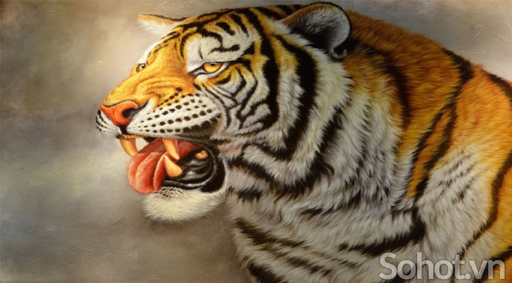 tranh hổ 3d phong thủy