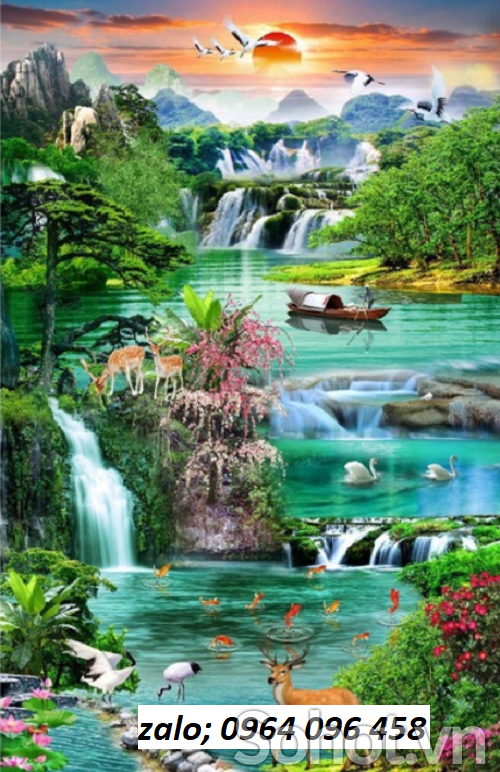 Tranh gạch 3d phong cảnh khổ đứng - MCN95