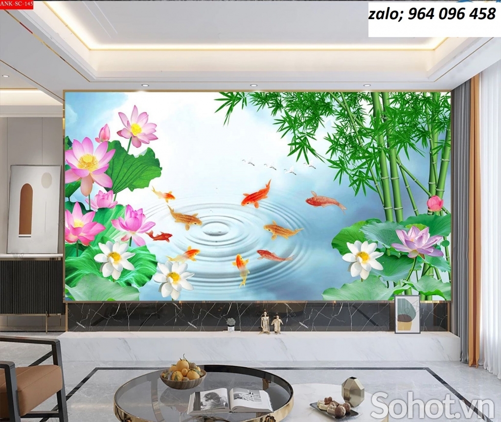 Tranh gạch 3d cá chép phong thủy - 32AK