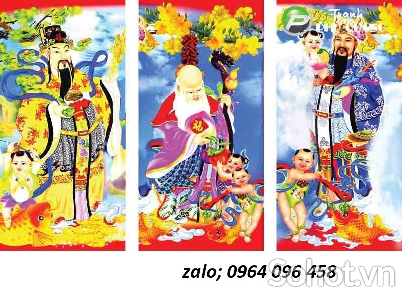 Tranh gạch 3d ốp tường phúc lộc thọ - SXC43