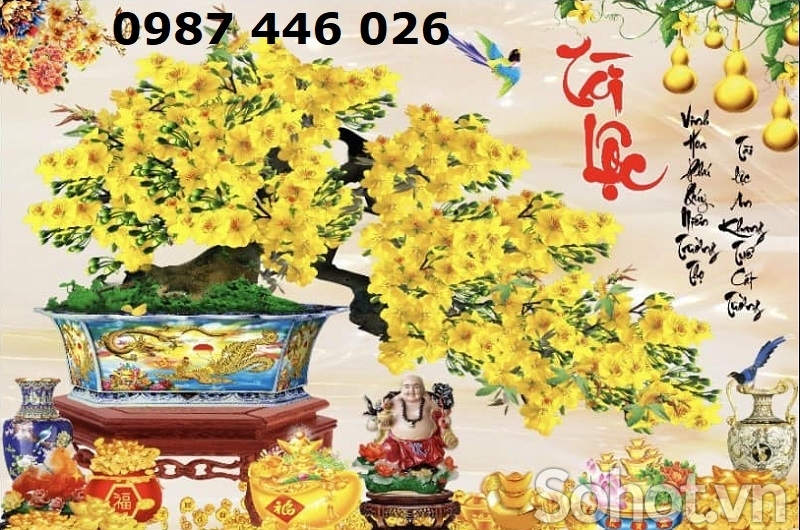 Tranh gạch men hoa mai vàng HP9433